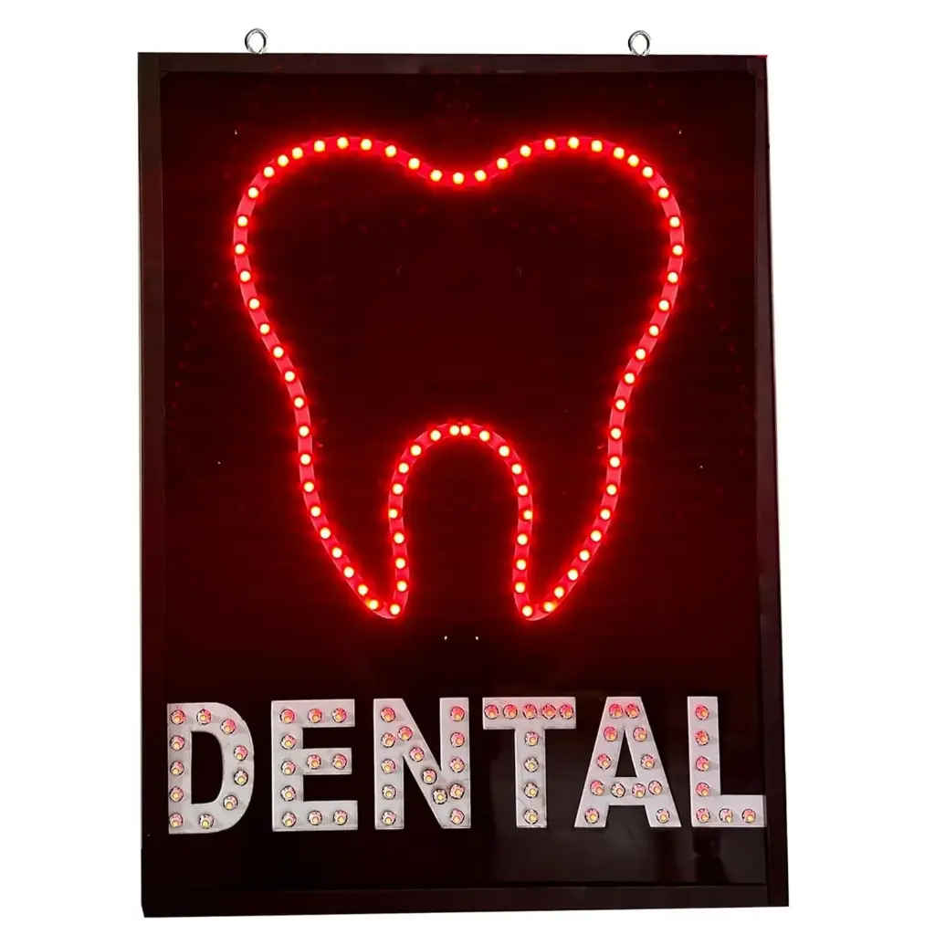 SIGNS AND ARTS Dental LED SIGN FOR dentist Doctor AND Dental CLINIC 24INCH X 18 INCH FLASHING RED AND WHITE WALL MOUNTABLE,STORE FRONT-PIXEL LED,FLASHING ON BOTH SIDES