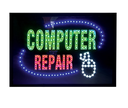 signs and arts computer repair LED Sign, 12 inch x 18 inch, Green and White Lights with hanging hooks (OUTDOOR, 18X12 INCH)